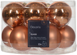 Kerstbal glas d5 cm rood kpr ass 12st kerst