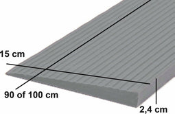 Rubber drempelhulp 2,4 x 15 x 100 cm met lijmlaag (grijs)