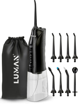 LUMAN Waterflosser FC2730 - Monddouche - 8 Opzetstukken - Draadloos en Oplaadbaar - Zwart