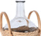 Flesvaas glas transparant met gevlochten rieten mand 18 x 27 cm - Decoratie vaas