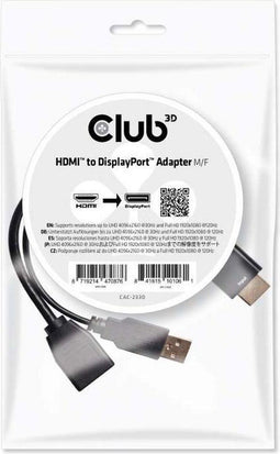 Club3D CAC-2330 - HDMI-naar-DisplayPort Adapter - UHD 4096x2160 bij 30 Hz - Zwart