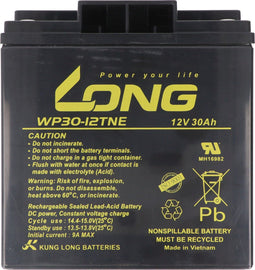 Kung Long WP30-12TNE F8 cyclusbestendige loodvlies-accu, 12 Volt, 30 Ah, M6 binnendraad