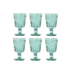 Set van bekers Home ESPRIT Turkoois Kristal 345 ml (6 Stuks)