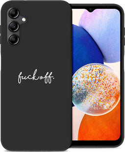 iMoshion Hoesje Geschikt voor Samsung Galaxy A14 (5G) / A14 (4G) Hoesje Siliconen - iMoshion Design hoesje - Zwart / Fuck Off