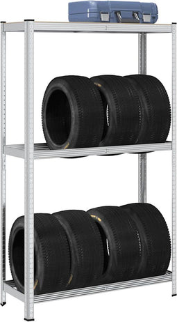 vidaXL - Bandenrek - 2-laags - 110x40x180 - cm - staal&bewerkt - hout - zilverkleur