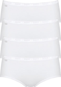 sloggi Basic+ - Dames Midi slip - Extra zachte naden - Wit (4-pack)
