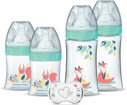 DODIE Set van 4 geboorteflesjes Ronde Anti-Krampjesspeen (2x150 ml en 2x270 ml), + een geboortefopspeen