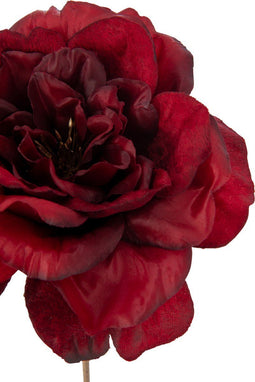 J-Line bloem Roos 1 Stengel - kunststof - rood/goud - large - 24 stuks