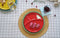 CABANAZ - bord, keramiek, FONDUE PLATE, rood