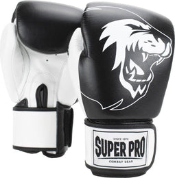 Super Pro Combat Gear Undisputed - Bokszakhandschoenen - Lederen bescherming - Zwart/Wit