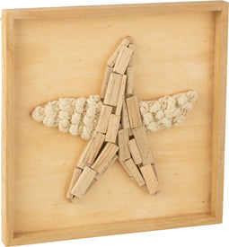 J-Line wanddecoratie Zeester - hout - naturel