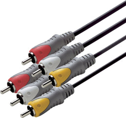 Scanpart audio video kabel 2.5 meter - Geschikt voor aansluiting TV met DVD speler of video recorder - 3 tulp aansluitingen