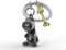 Metalmorphose Dinosaurus met Bot Sleutelhanger Metaal 3D - Donker