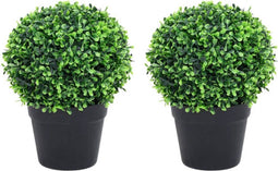 vidaXL - Kunstplanten - met - pot - 2 - st - buxus - bolvorming - 37 - cm - groen