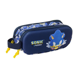 Pennenetui met 2 vakken Sonic City Blauw 21 x 8 x 6 cm 3D