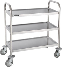 Vogue Serveerwagen met 3 Bladen - Keukentrolley op Wieltjes - RVS - Small - 71x40,5x(H)82,5cm