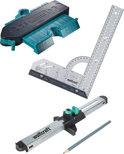 wolfcraft 6976000 - Laminaat legset - 3-delige set met verstekhaak contourmal laminaatinpasser