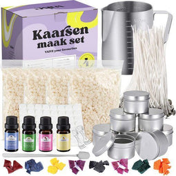 VAIVE DIY Kaarsen Maken Set - Kaarsenhouder - Geuroptionele Kaarsen - 120 gram bijenwas