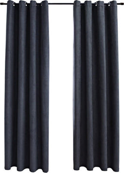 vidaXL - Gordijnen - verduisterend - met - ringen - 2 - st - 140x245 - cm - antraciet