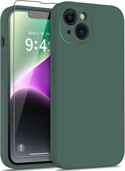 Lunso - Geschikt voor iPhone 15 - Hoesje Flexibel silicone Backcover - Donkergroen