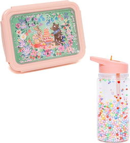 BEAU by Bo Petit Monkey Bentobox + Drinkfles Animals Picnic Back to School set - Roze