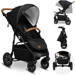 Lionelo Natt - Wandelwagen - Draagvermogen tot 22 kg - XXL Luifel UPF50+ - Zwart