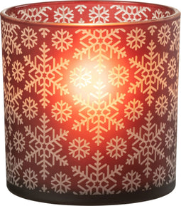 J-Line windlicht Sneeuw - glas - rood - large
