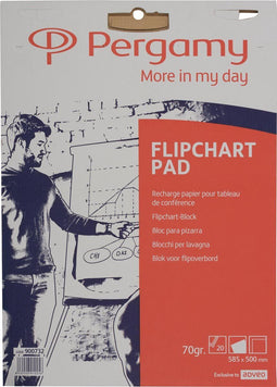 Pergamy zelfklevend table top flipchartblok, ft 58,5 x 50 cm, blanco, pak met 20 blad