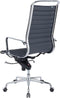 Feel Furniture - Luxe design bureaustoel van 100% rundleer - Hoge rugleuning - Donker blauw