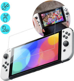 imoshion Screenprotector geschikt voor de Nintendo Switch OLED - Nintendo Switch Accessoires - Gehard Glas, Anti Vingerafdruk Coating, Krasbestendig en UV Werend