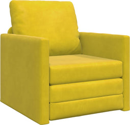 vidaXL - Vloersofa - Bed - 2-in-1 - Donker - Geel - 74x77x81 - cm - Velvet