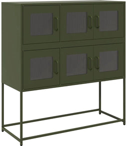 vidaXL - Dressoir - 100,5x39x107 - cm - koudgewalst - staal - olijfgroen