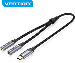 Vention USB-C Audio Splitter - 3.5mm female jacks - USB-C Koptelefoon splitter - 0.3 meter
