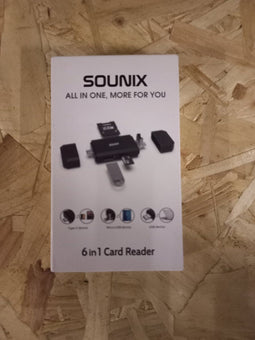 Sounix - 6 in 1 Kaartlezer - USB-C USB 3.0 Micro USB - Zwart