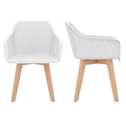Coast Eetkamerstoelen - Set van 2 - Ergonomische rugleuning - Wit (2 stuks)