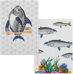 Set van 2 theedoeken Fish | Happy Friday