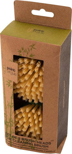 Point-Virgule set van 2 borstelkoppen voor afwasborstel uit bamboe