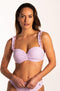 Beachlife Lilac Check - Halter bikinitop met beugel - Multiway met ruffle en basic bandjes - Lila/Geblokt