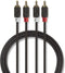 Stereo-Audiokabel - 2x RCA Male - 2x RCA Male - Verguld - 1.00 m - Rond - Antraciet - Polybag