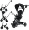 Qplay Elite Platinum - Driewieler 6 in 1 - Duwstang - Zwart