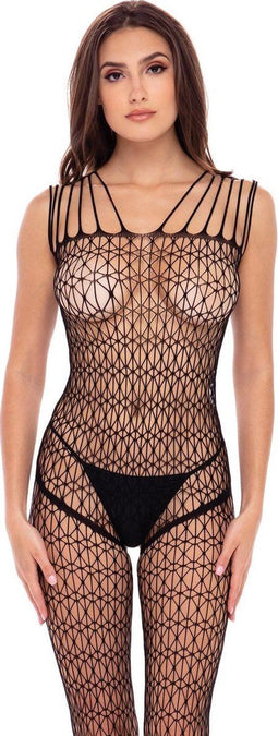 Rene Rofe - Open kruis bodystocking met geometrisch patroon