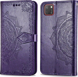 iMoshion Hoesje Geschikt voor Huawei Y5p Hoesje Met Pasjeshouder - iMoshion Mandala Bookcase - Paars