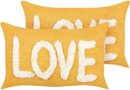LOVE - Sierkussen set van 2 - Geel - Katoen