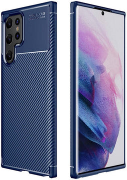 iMoshion Hoesje Geschikt voor Samsung Galaxy S22 Ultra Hoesje Siliconen - iMoshion Carbon Softcase Backcover - Blauw