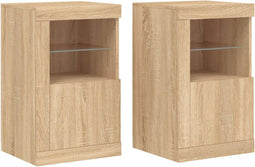 vidaXL - Bijzetkastjes - met - LED - 2 - st - bewerkt - hout - sonoma - eikenkleurig