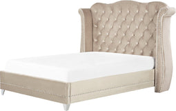AYETTE - Tweepersoonsbed - Beige - 140 x 200 cm - Fluweel