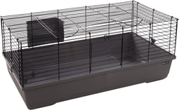 Flamingo Mobi - Hamsterkooi - Ruime binnenkooi met hooiruif - Grijs & Zwart 99x53x42,5 cm