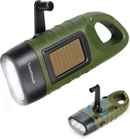 Travelhawk Opwindbare Zaklamp - Led Knijpkat - Dynamo en Zonne-energie Oplaadbaar - Waterdicht IPX4