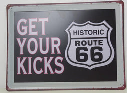 Metalen wandbord Route 66 en VW retro Bus