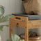 SoBuy FSR47-N - Schoenenbank - 3 planken 2 lades - Bamboe - Grijs kussen - B 90 x D 30 x H 45 cm